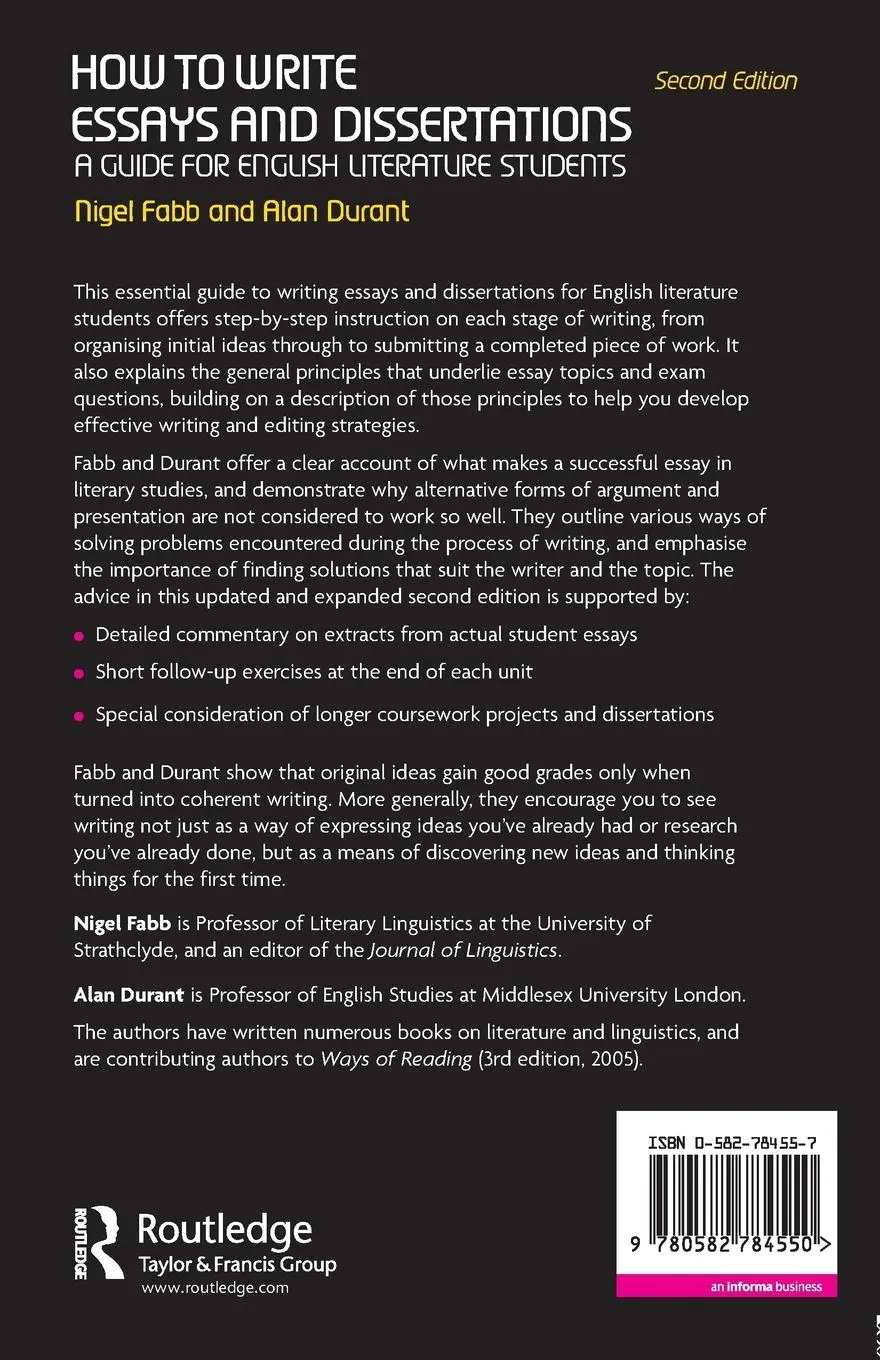 Rückseite: 9780582784550 | How to Write Essays and Dissertations | Alan Durant (u. a.) | Buch