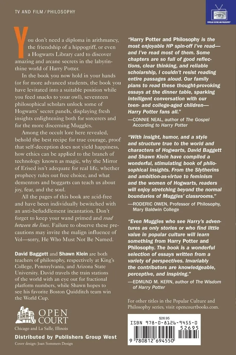 Rückseite: 9780812694550 | Harry Potter and Philosophy | If Aristotle Ran Hogwarts | Taschenbuch