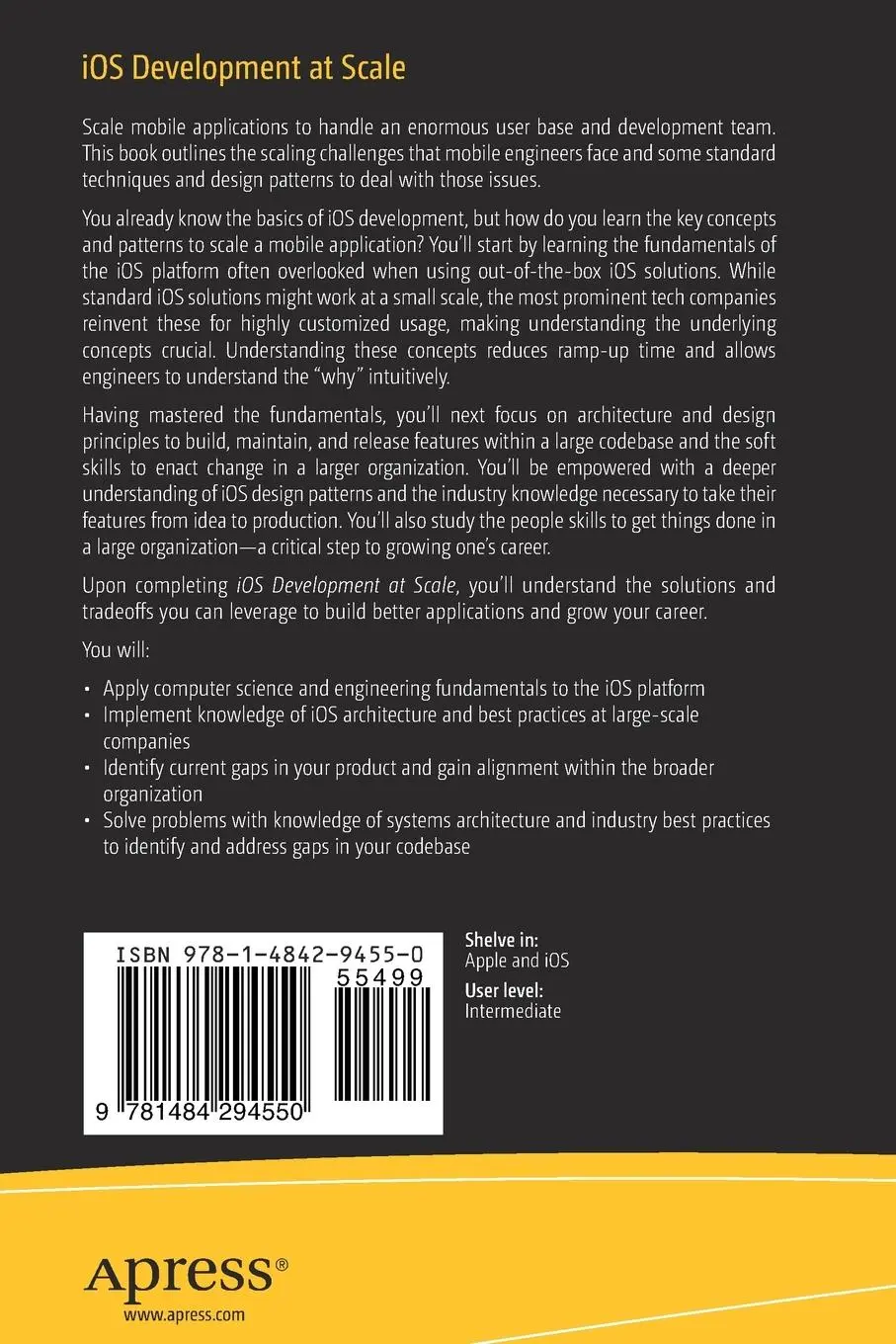 Rückseite: 9781484294550 | iOS Development at Scale | Eric Vennaro | Taschenbuch | xxv | Englisch