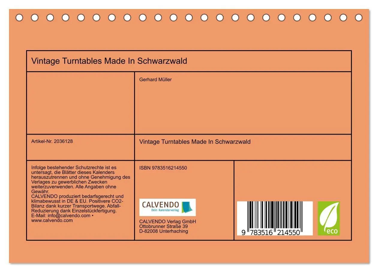 Bild: 9783516214550 | Vintage Turntables Made In Schwarzwald (Tischkalender 2026 DIN A5...