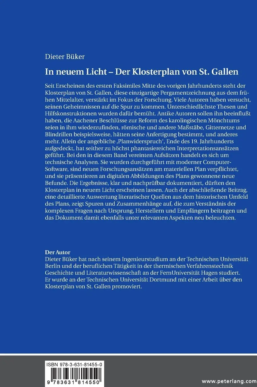 Rückseite: 9783631814550 | In neuem Licht - Der Klosterplan von St. Gallen | Dieter Büker | Buch