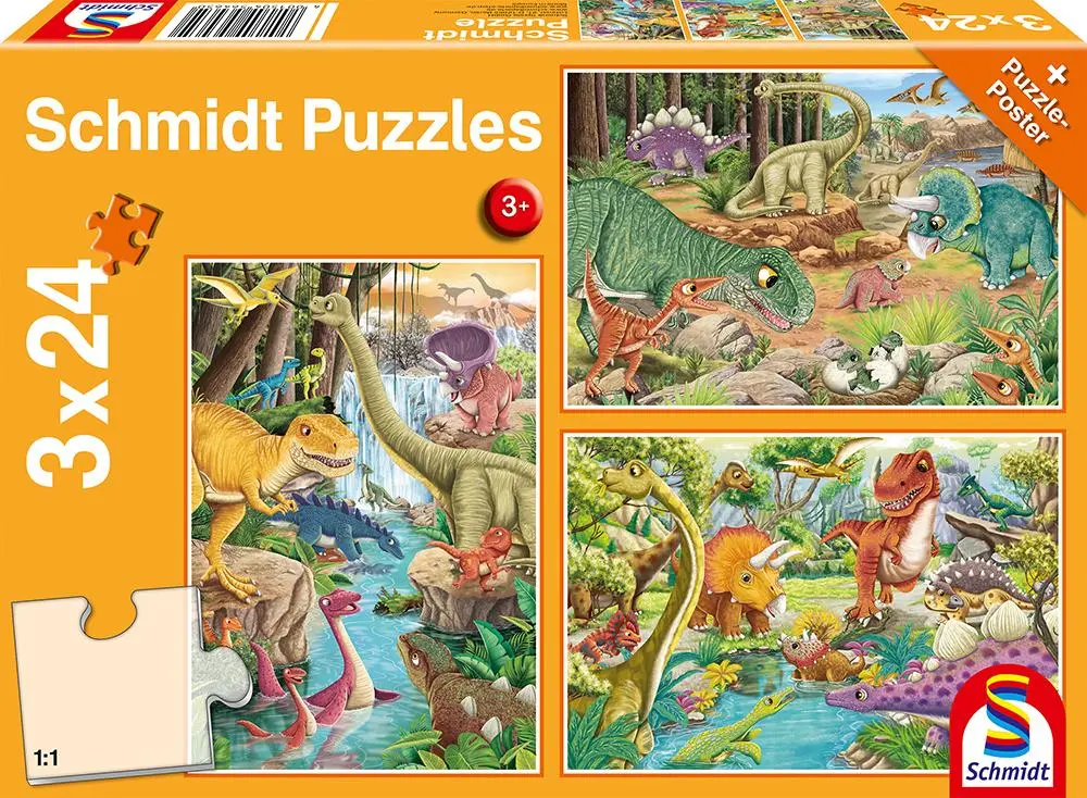 Cover: 4001504564650 | Spaß mit den Dinosauriern | Kinderpuzzle Standard 3x24 Teile | Spiel