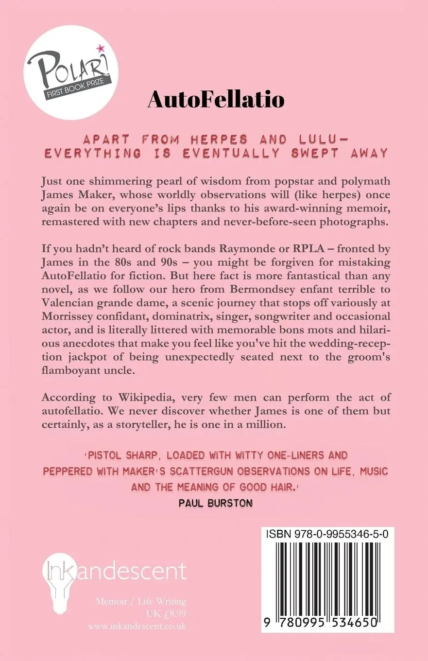 Rückseite: 9780995534650 | Autofellatio | A memoir | James Maker | Taschenbuch | Englisch | 2017