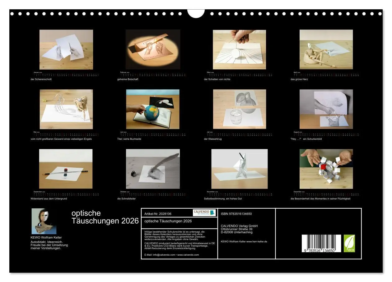 Bild: 9783516134650 | optische Täuschungen 2026 (Wandkalender 2026 DIN A3 quer), CALVENDO...