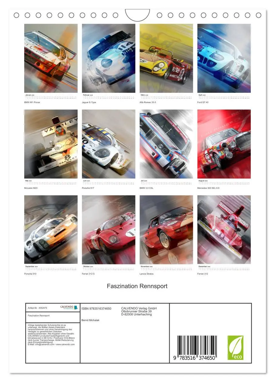 Bild: 9783516374650 | Faszination Rennsport (Wandkalender 2026 DIN A4 hoch), CALVENDO...