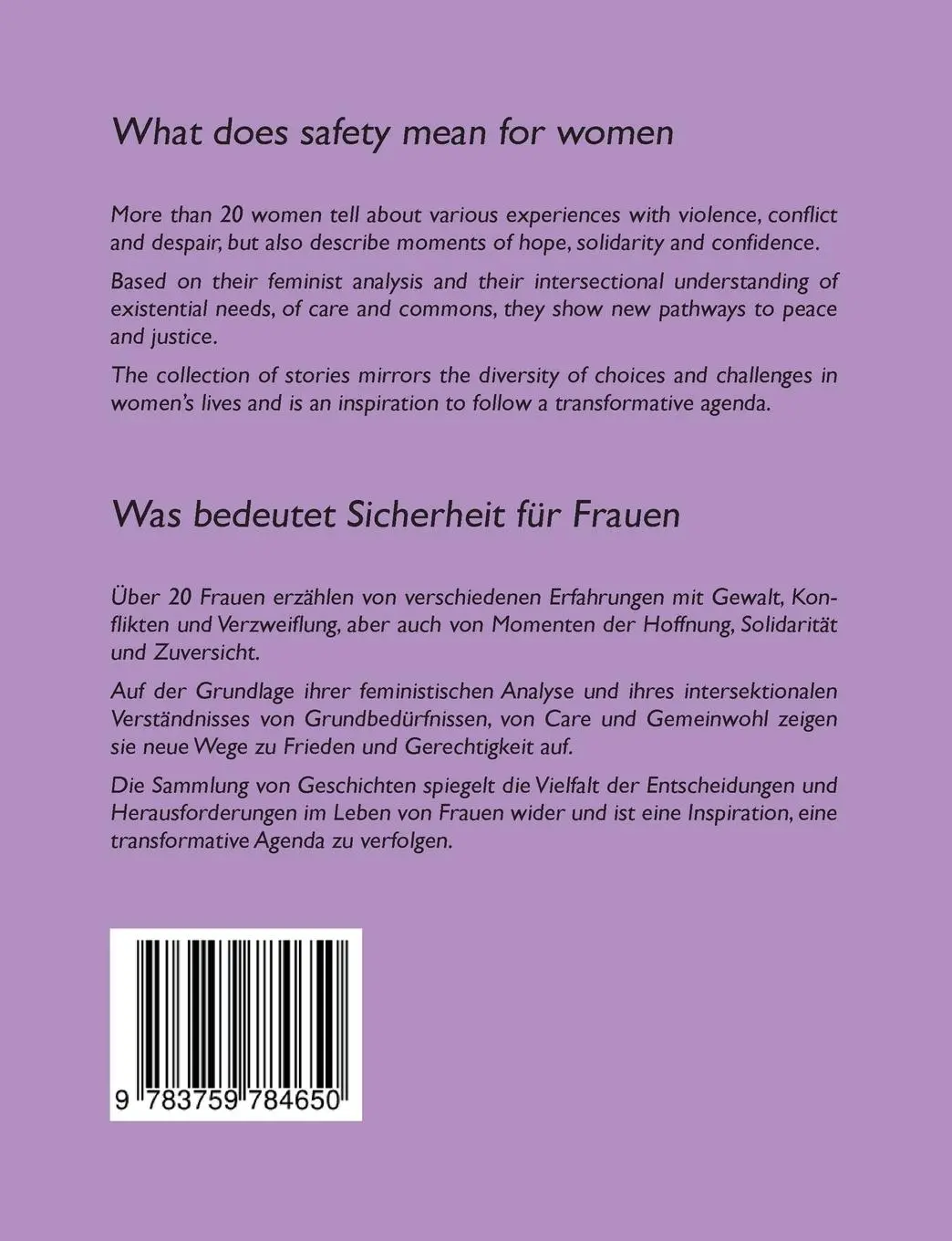 Rückseite: 9783759784650 | What Makes Me Feel Safe | Women Stories about Peace War Human Rights