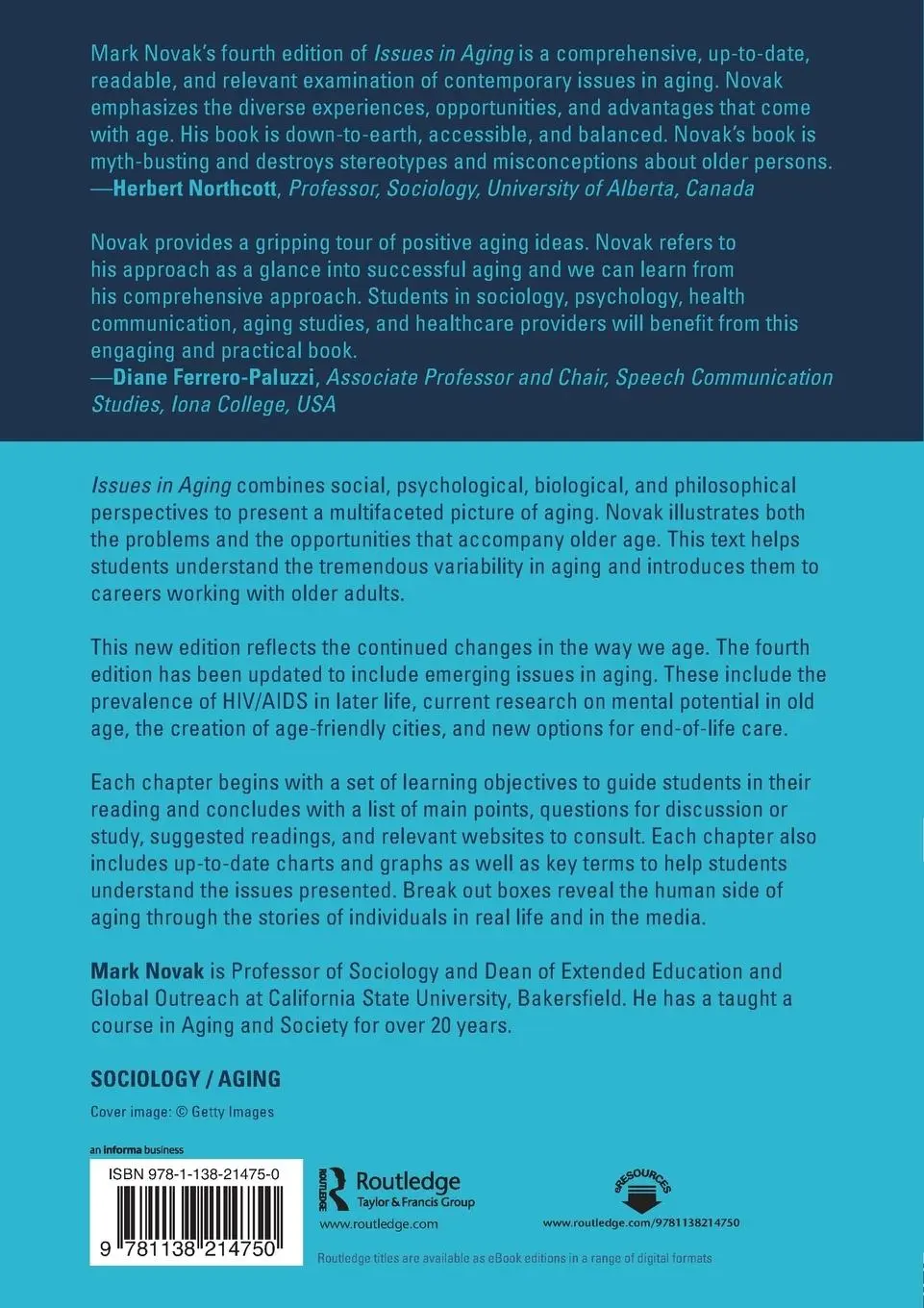 Rückseite: 9781138214750 | Issues in Aging | Mark Novak | Taschenbuch | Englisch | 2018