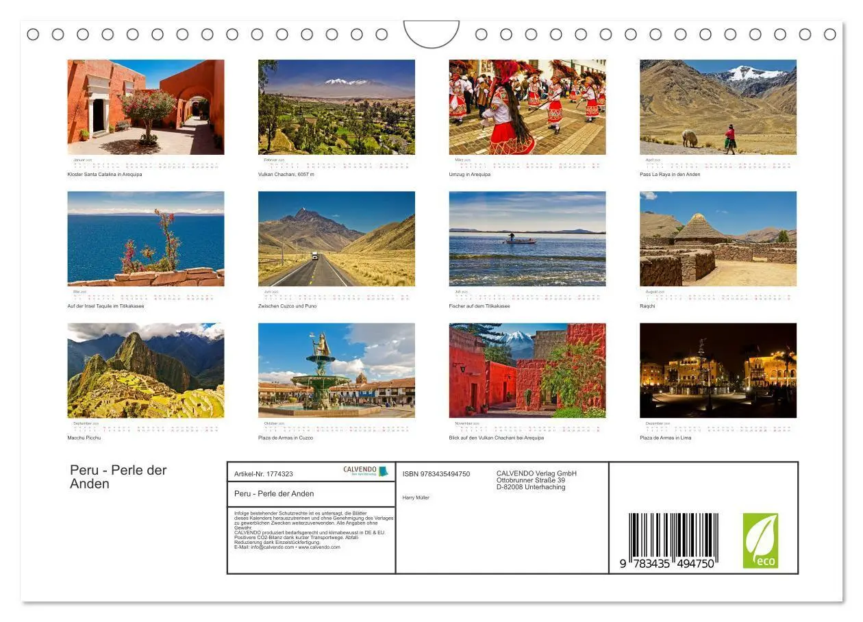 Bild: 9783435494750 | Peru - Perle der Anden (Wandkalender 2025 DIN A4 quer), CALVENDO...