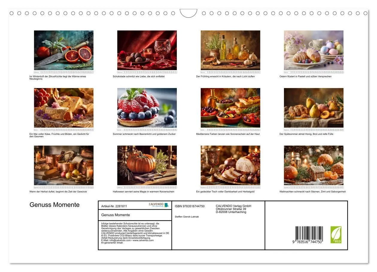 Bild: 9783516744750 | Genuss Momente (Wandkalender 2026 DIN A3 quer), CALVENDO...