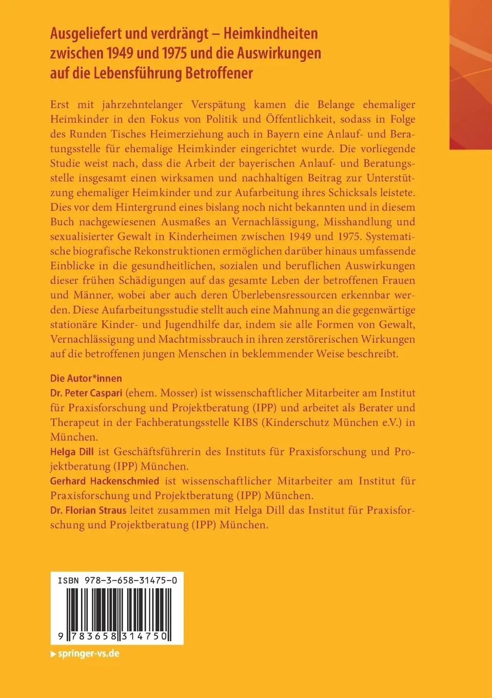 Rückseite: 9783658314750 | Ausgeliefert und verdrängt - Heimkindheiten zwischen 1949 und 1975...