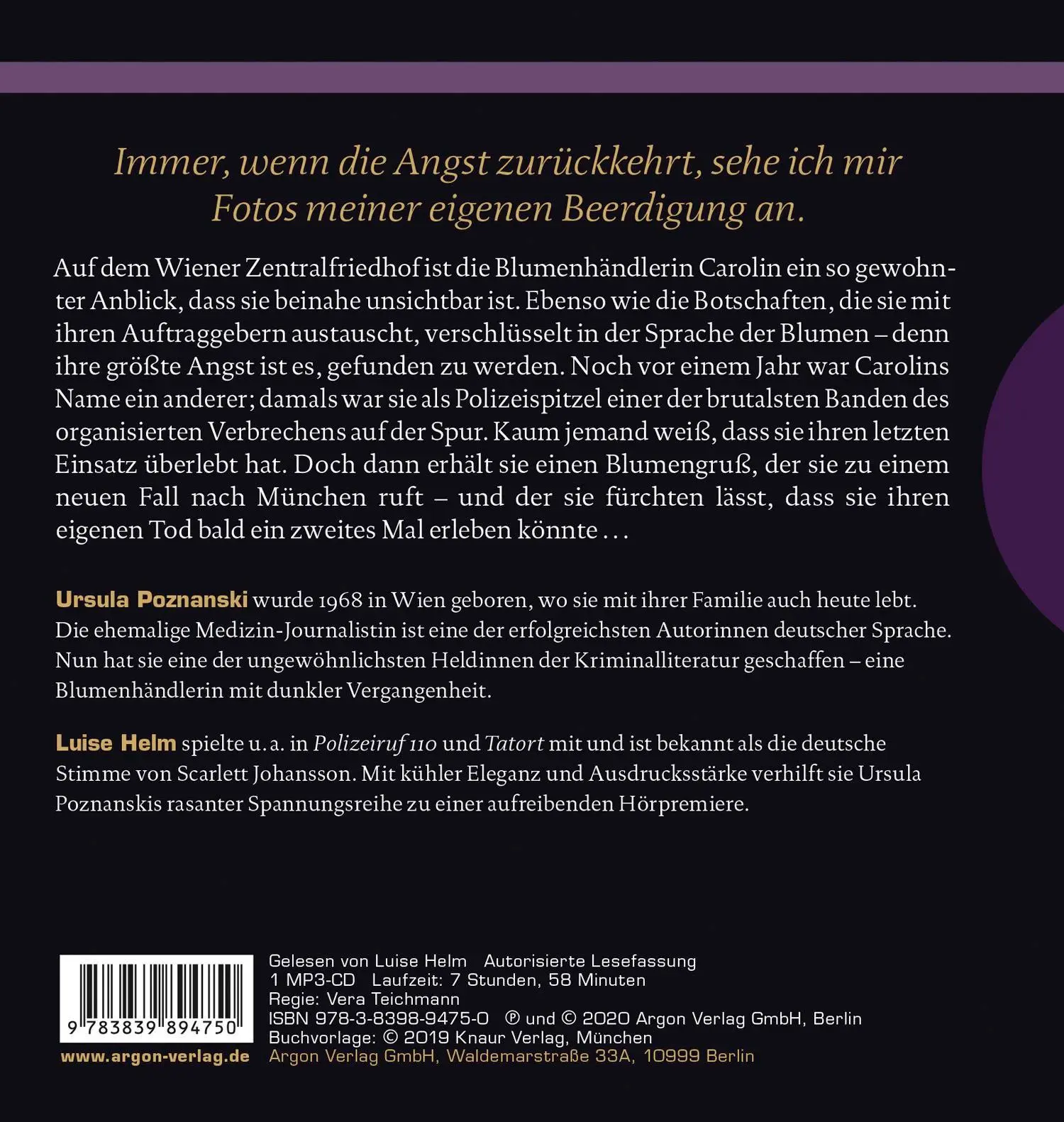 Rückseite: 9783839894750 | Vanitas - Schwarz wie Erde | Ursula Poznanski | MP3 | 478 Min. | 2020