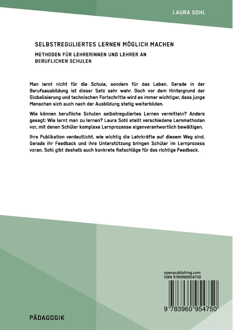 Rückseite: 9783960954750 | Selbstreguliertes Lernen möglich machen. Methoden für Lehrerinnen...