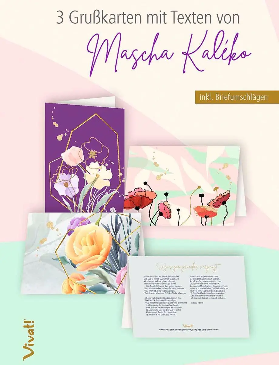 3er-Set Grußkarten 'Mascha Kaléko'