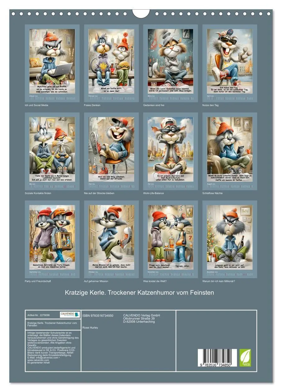 Bild: 9783516734850 | Kratzige Kerle. Trockener Katzenhumor vom Feinsten (Wandkalender...