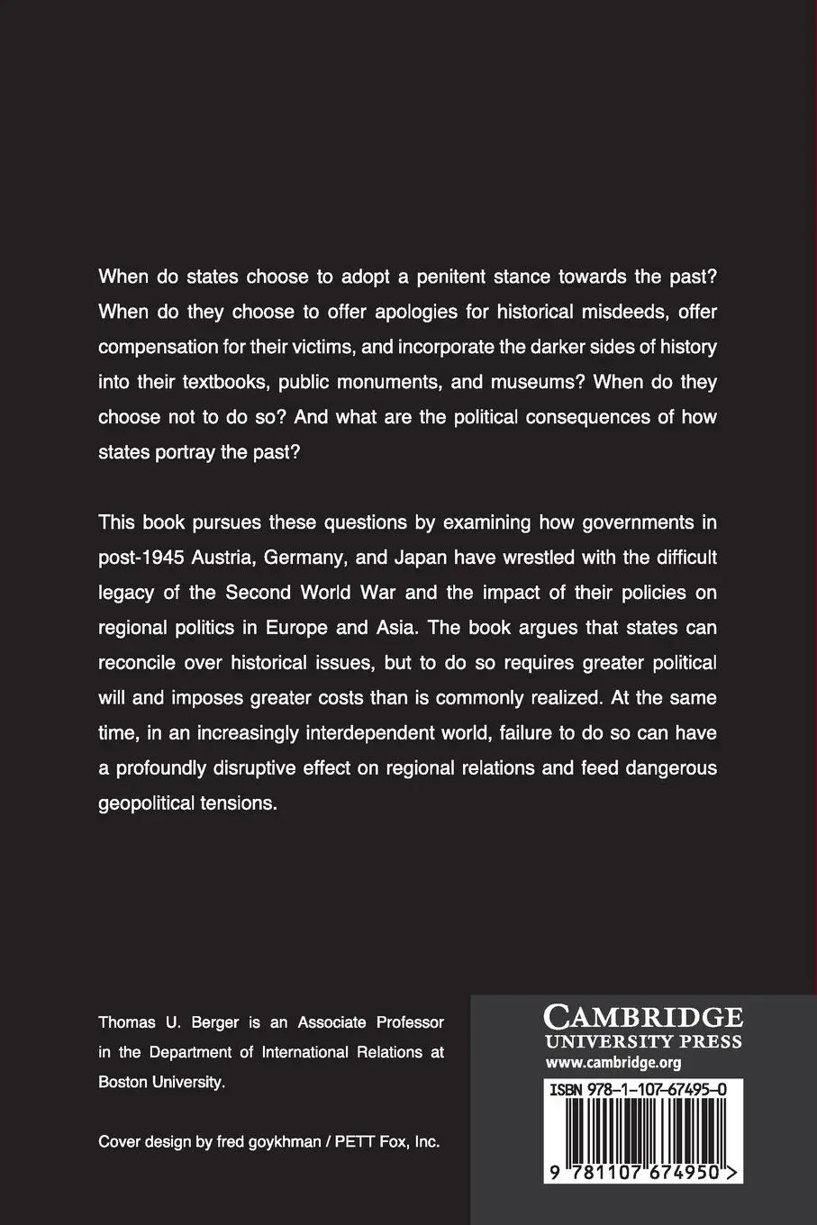 Rückseite: 9781107674950 | War, Guilt, and World Politics after World War II | Thomas U. Berger
