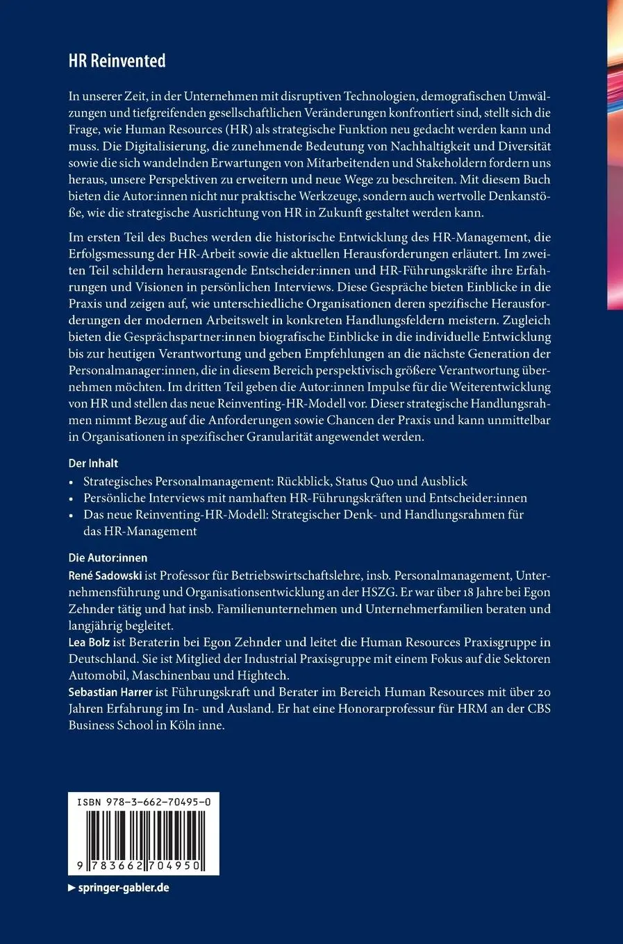 Rückseite: 9783662704950 | HR Reinvented | René Sadowski (u. a.) | Buch | xxviii | Deutsch | 2025