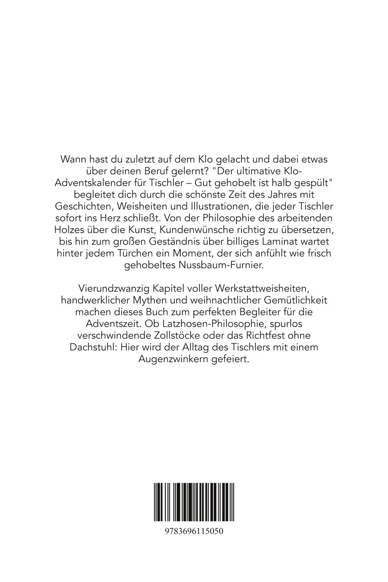Rückseite: 9783696115050 | Der ultimative Klo-Adventskalender für Tischler | Jonah Bauer | Buch