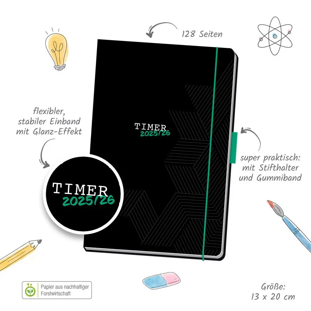 Bild: 9783988025050 | Trötsch Schülerkalender Specials mit Gummiband und Stifthalter Uni...
