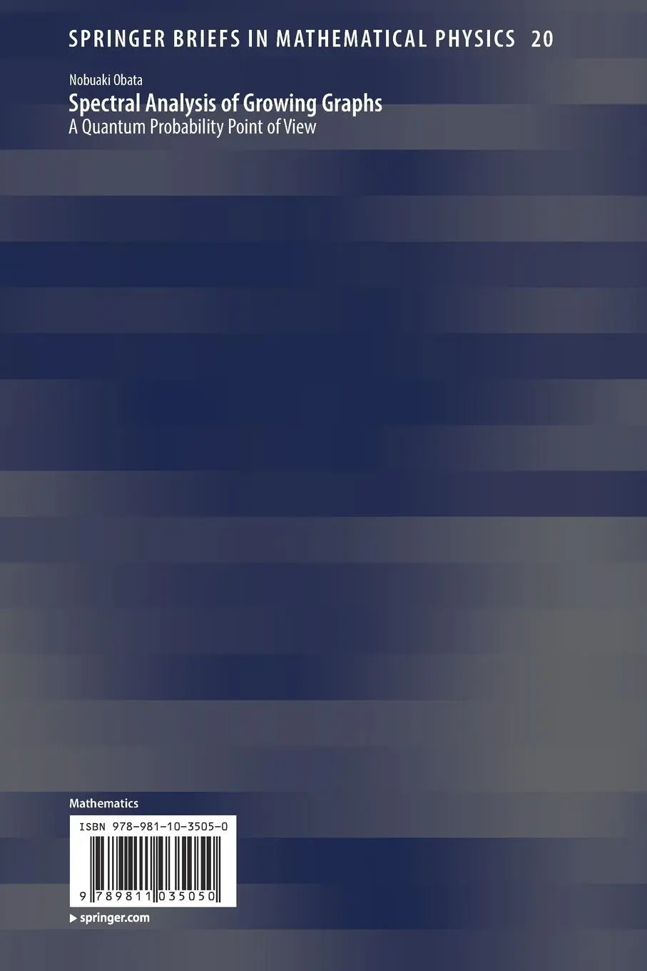 Rückseite: 9789811035050 | Spectral Analysis of Growing Graphs | Nobuaki Obata | Taschenbuch