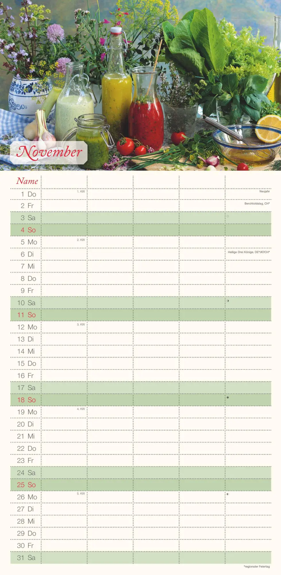 Bild: 4069095005150 | Familienplaner Küchenglück 2026 - Familien-Timer 22x45 cm - mit...