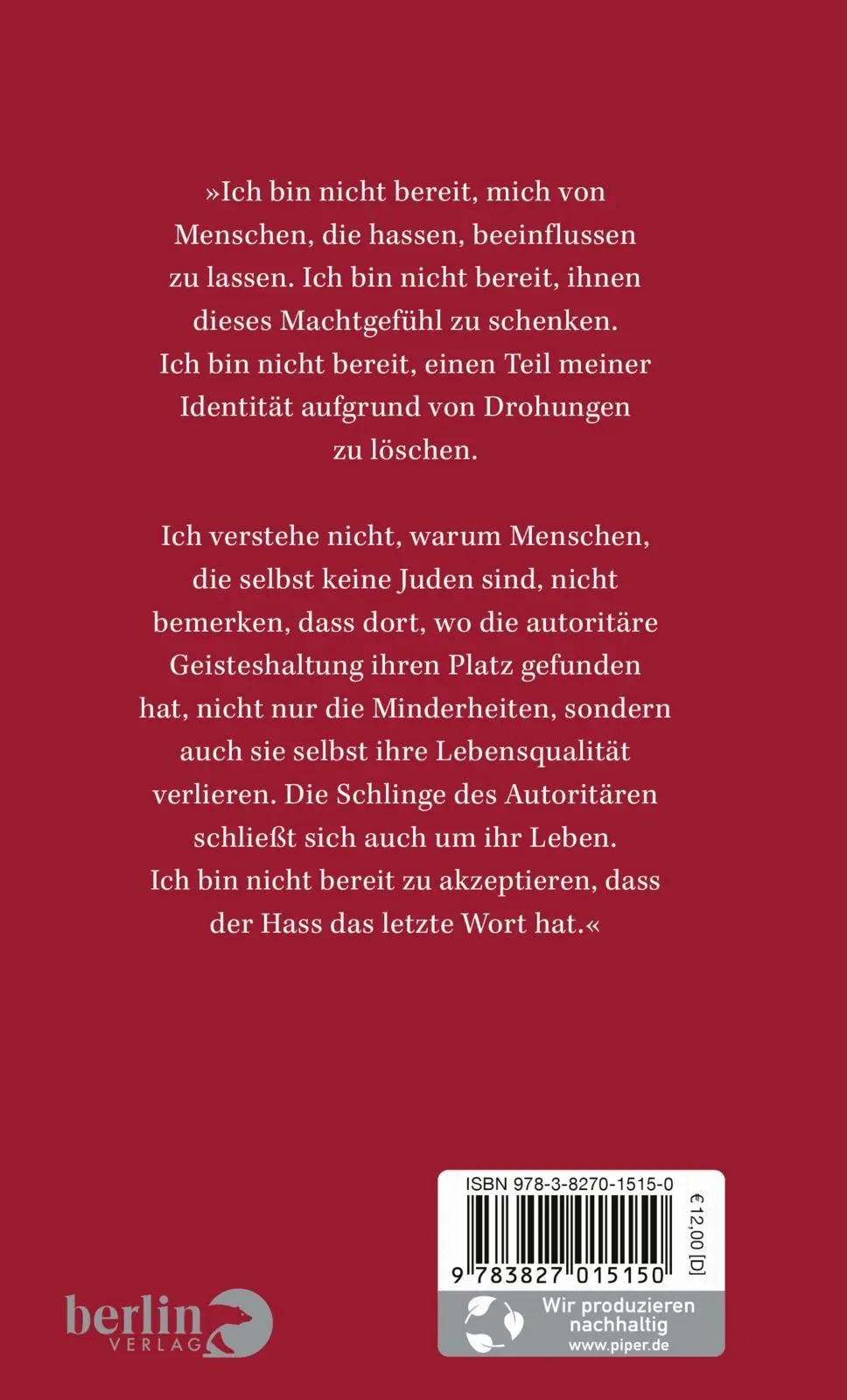 Rückseite: 9783827015150 | Judenhass | 7. Oktober 2023 | Michel Friedman | Buch | 112 S. | 2024
