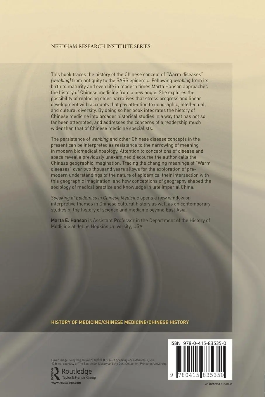 Rückseite: 9780415835350 | Speaking of Epidemics in Chinese Medicine | Marta Hanson | Taschenbuch