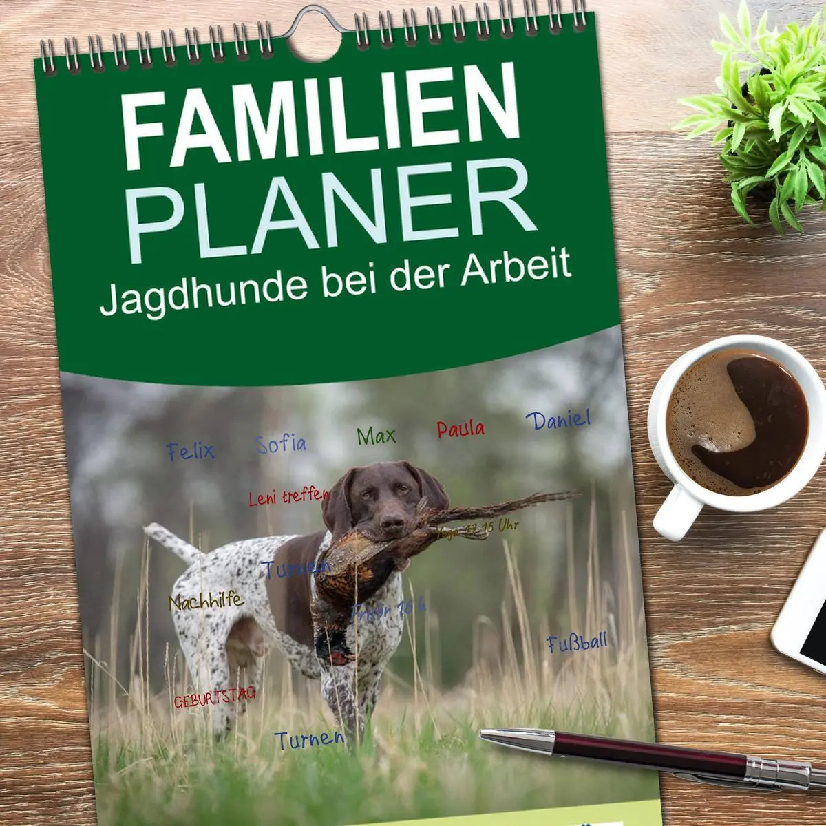 Bild: 9783516515350 | Familienplaner 2026 - Jagdhunde bei der Arbeit mit 5 Spalten...