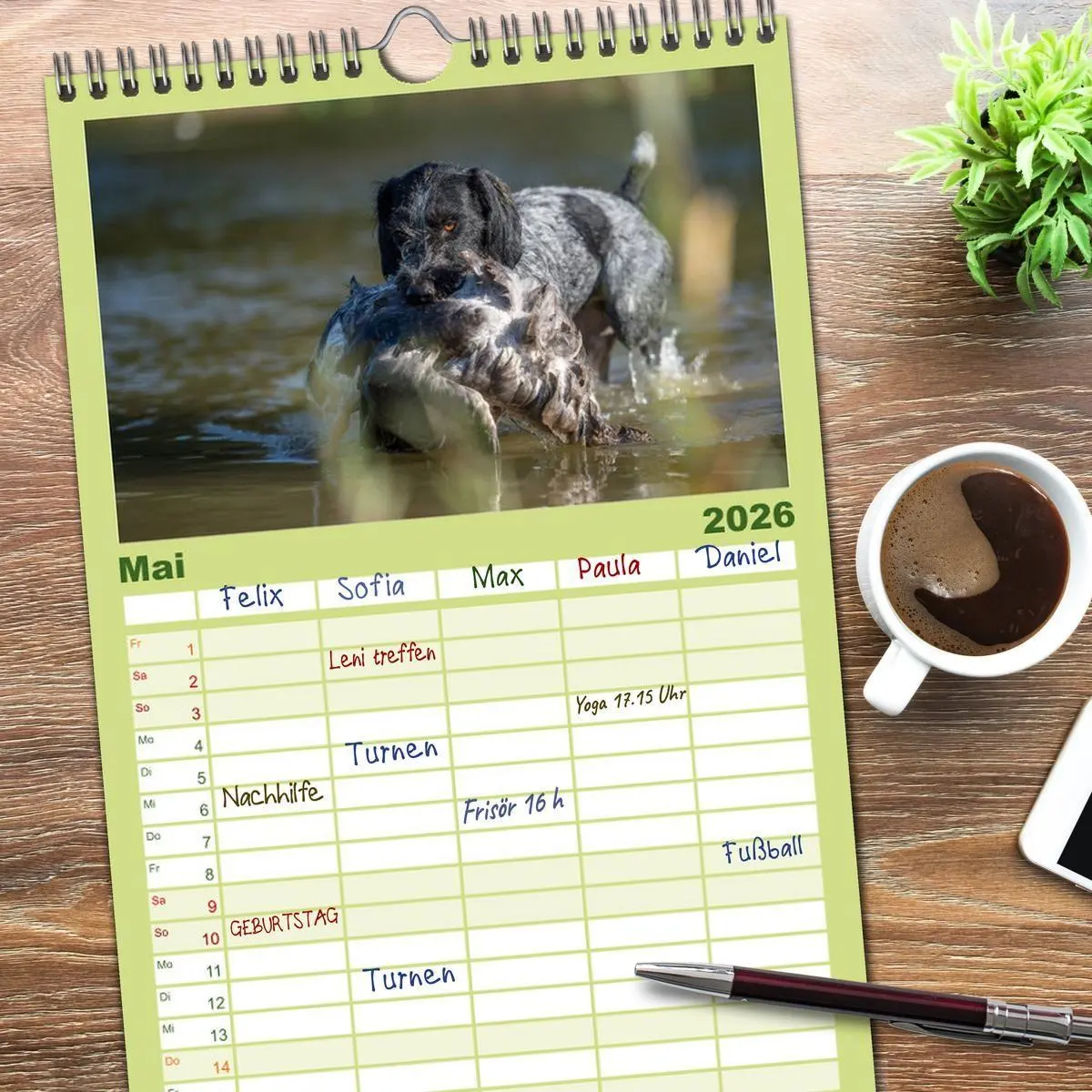 Bild: 9783516515350 | Familienplaner 2026 - Jagdhunde bei der Arbeit mit 5 Spalten...