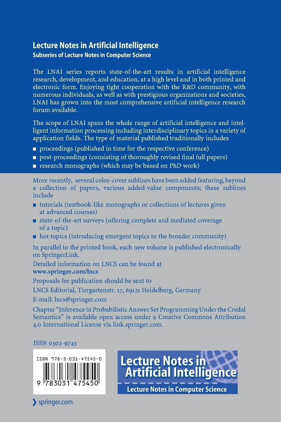 Rückseite: 9783031475450 | AIxIA 2023 - Advances in Artificial Intelligence | Basili (u. a.)