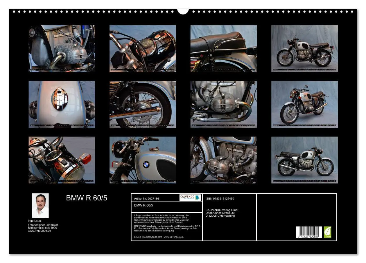 Bild: 9783516125450 | BMW R 60/5 (Wandkalender 2026 DIN A2 quer), CALVENDO Monatskalender