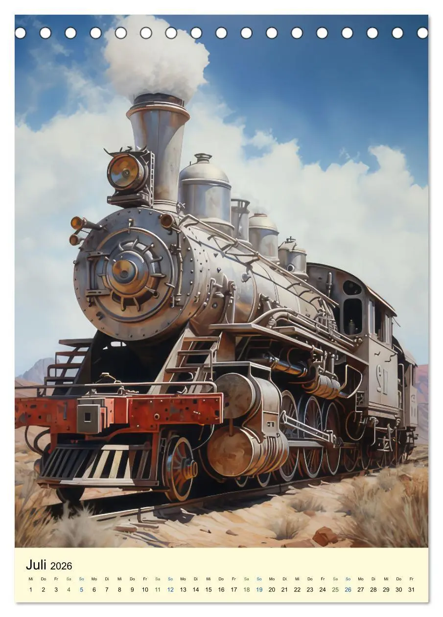 Bild: 9783516295450 | Steampunk Lokomotiven (Tischkalender 2026 DIN A5 hoch), CALVENDO...