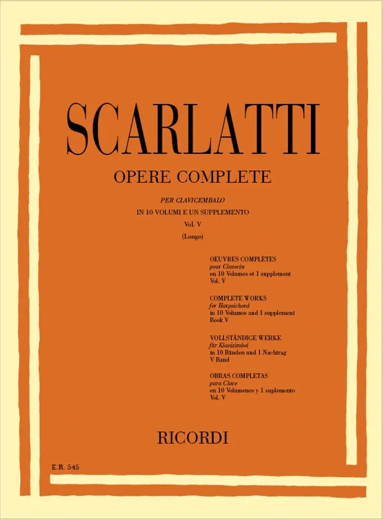 Cover: 9790041805450 | Opere Complete Per Clavicembalo Vol. V | Ed. A. Longo - Sonate 201-250