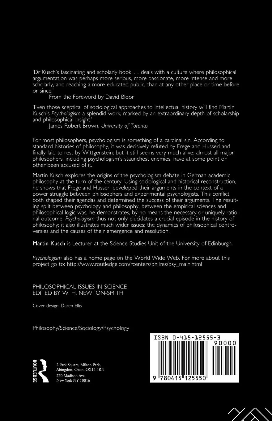 Rückseite: 9780415125550 | Psychologism | The Sociology of Philosophical Knowledge | Martin Kusch
