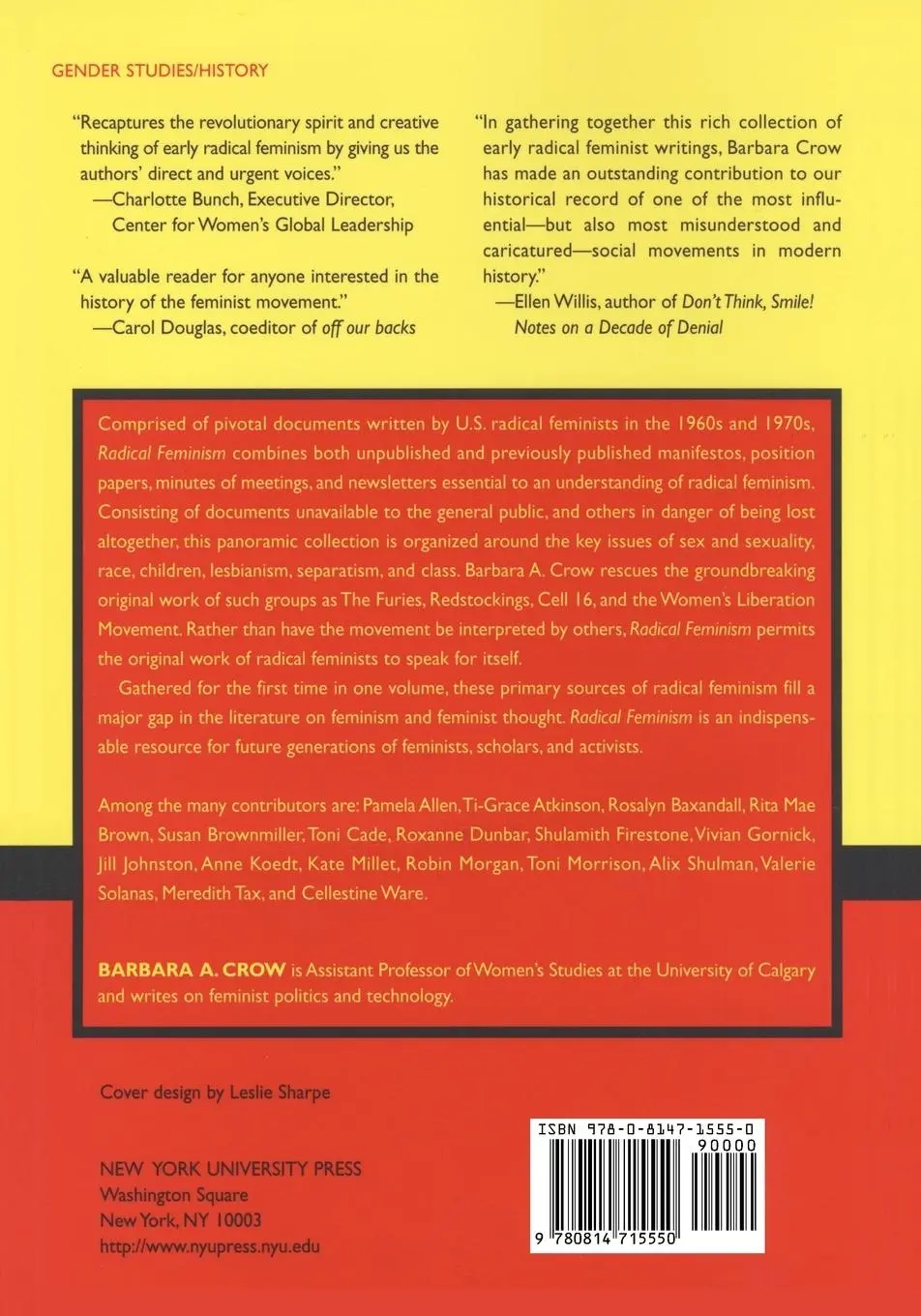 Rückseite: 9780814715550 | Radical Feminism | A Documentary Reader | Barbara A Crow | Taschenbuch
