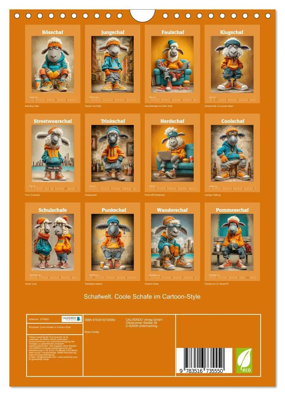 Bild: 9783516735550 | Schafwelt. Coole Schafe im Cartoon-Style (Wandkalender 2026 DIN A4...