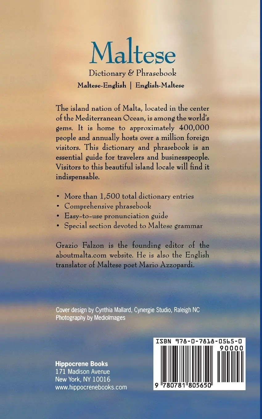 Rückseite: 9780781805650 | Maltese-English/English-Maltese Dictionary and Phrasebook | Falzon
