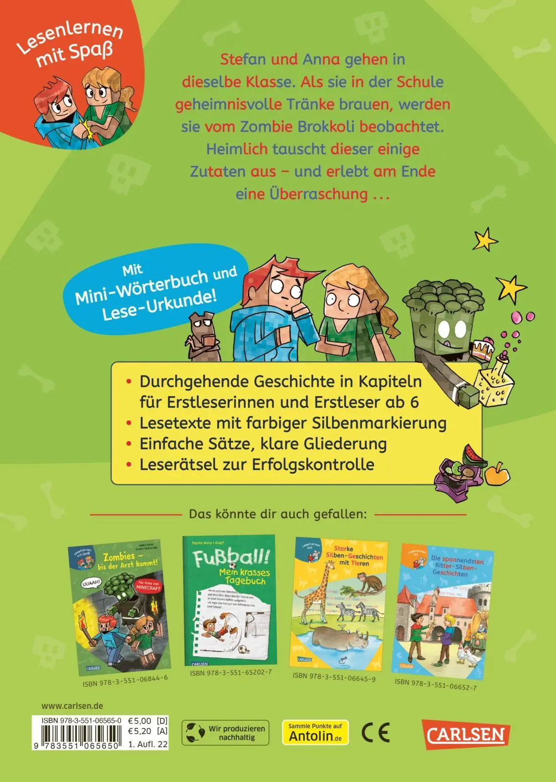 Rückseite: 9783551065650 | Minecraft Silben-Geschichte: Abenteuer - bis die Schule wackelt!