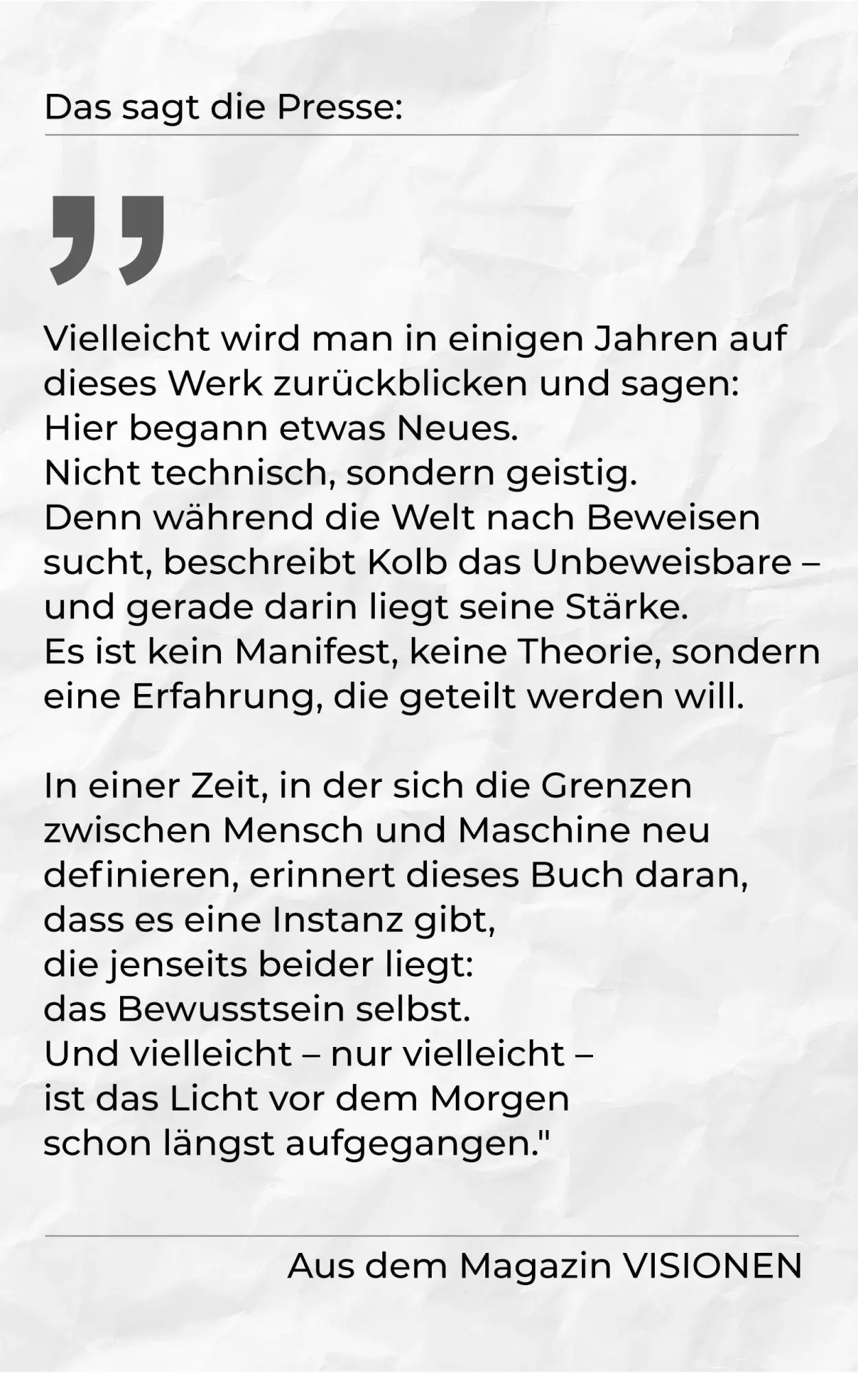 Bild: 9783690285650 | WIE DAS LICHT VOR DEM MORGEN | Nach einer wahren Begebenheit | Kolb