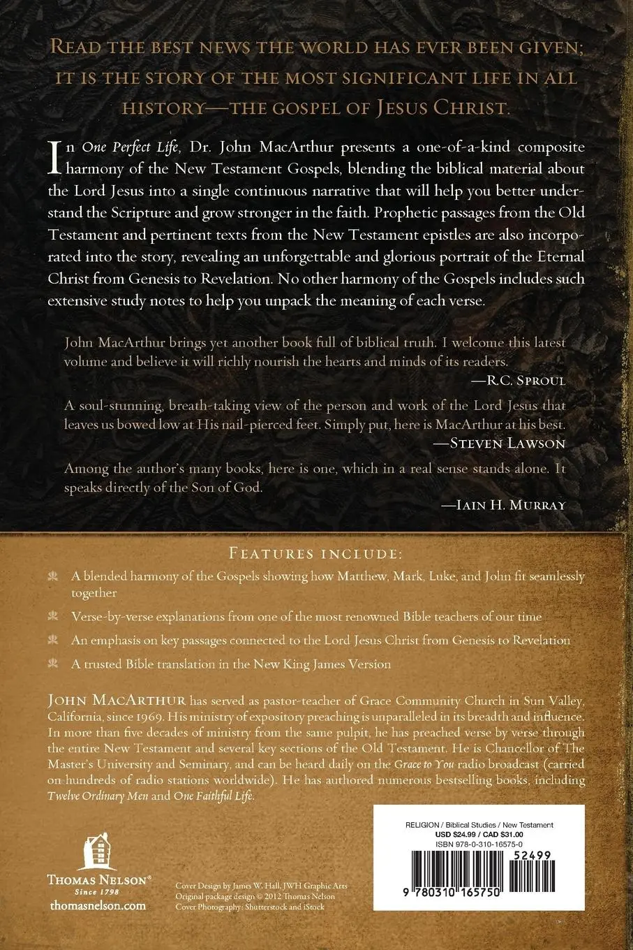 Rückseite: 9780310165750 | One Perfect Life | The Complete Story of the Lord Jesus | Macarthur