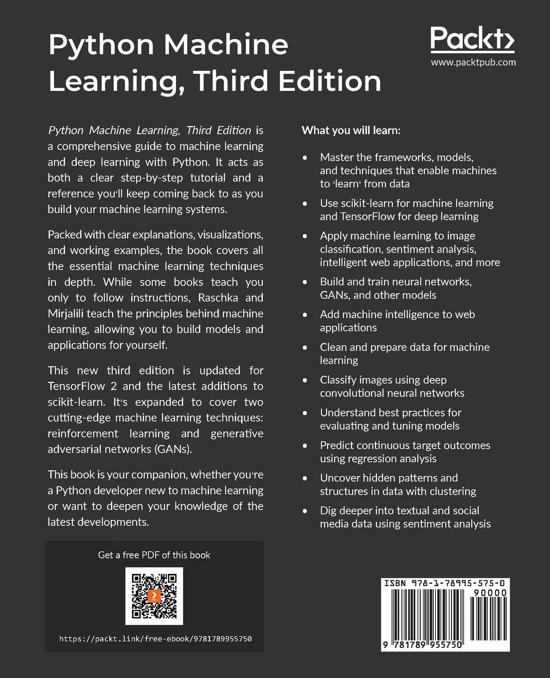 Rückseite: 9781789955750 | Python Machine Learning | Sebastian Raschka (u. a.) | Taschenbuch