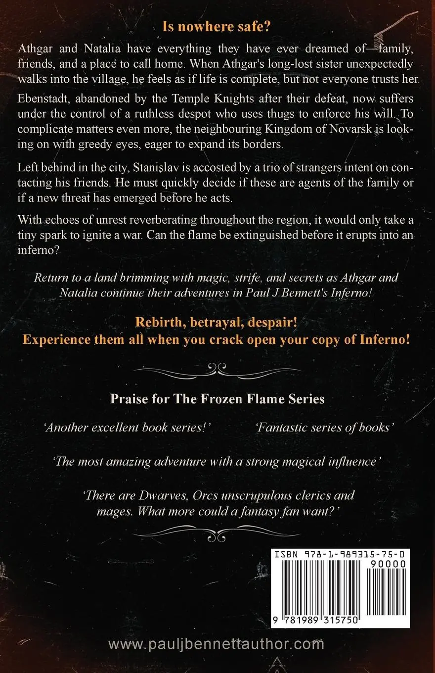 Rückseite: 9781989315750 | Inferno | An Epic Sword &amp; Sorcery Novel | Paul J Bennett | Taschenbuch