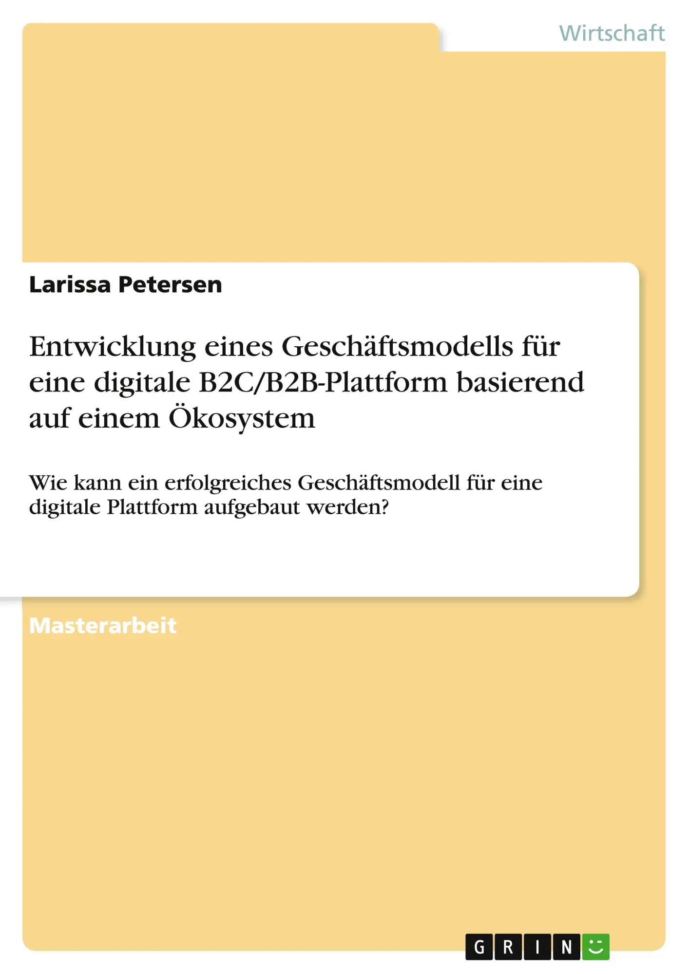 Cover: 9783346125750 | Entwicklung eines Geschäftsmodells für eine digitale...
