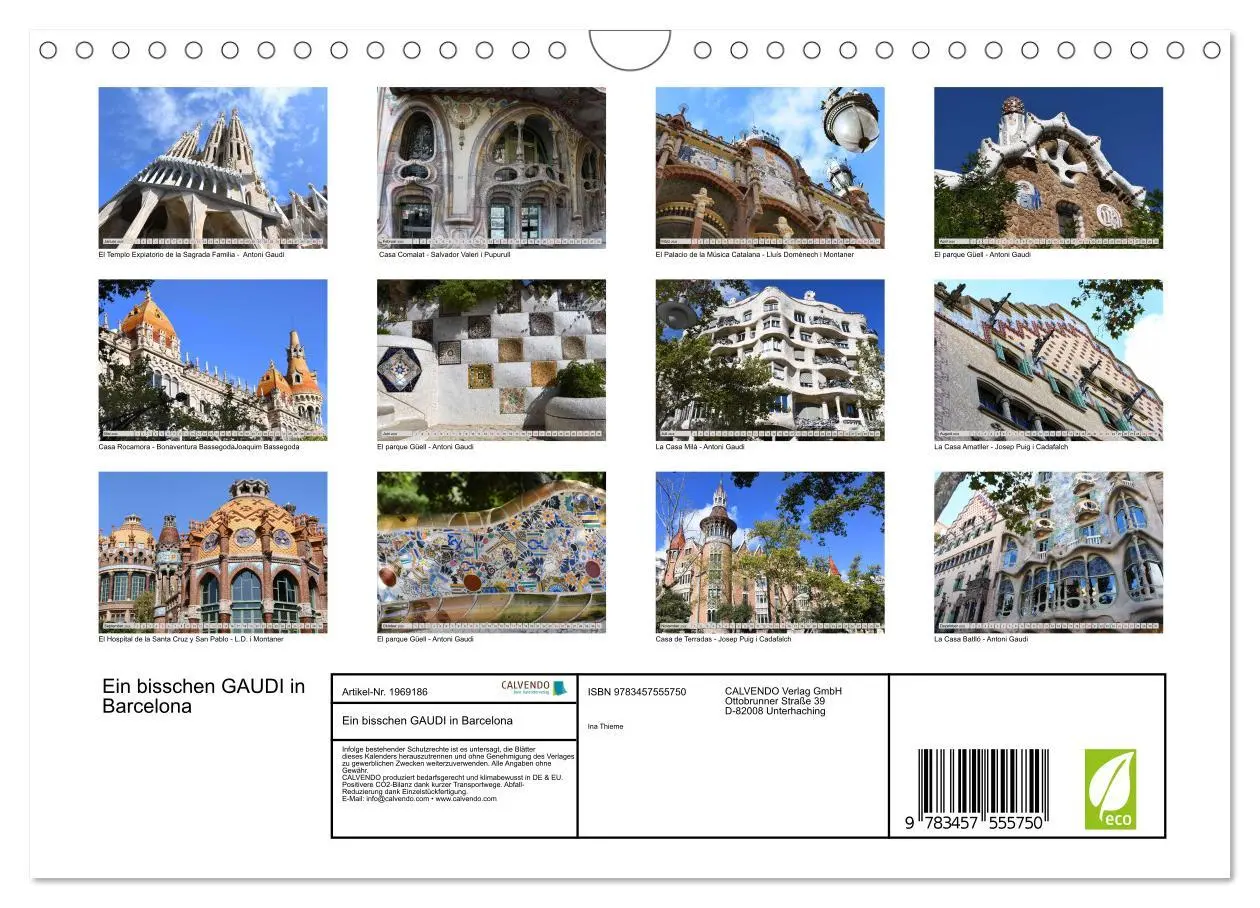 Bild: 9783457555750 | Ein bisschen GAUDI in Barcelona (Wandkalender 2026 DIN A4 quer),...
