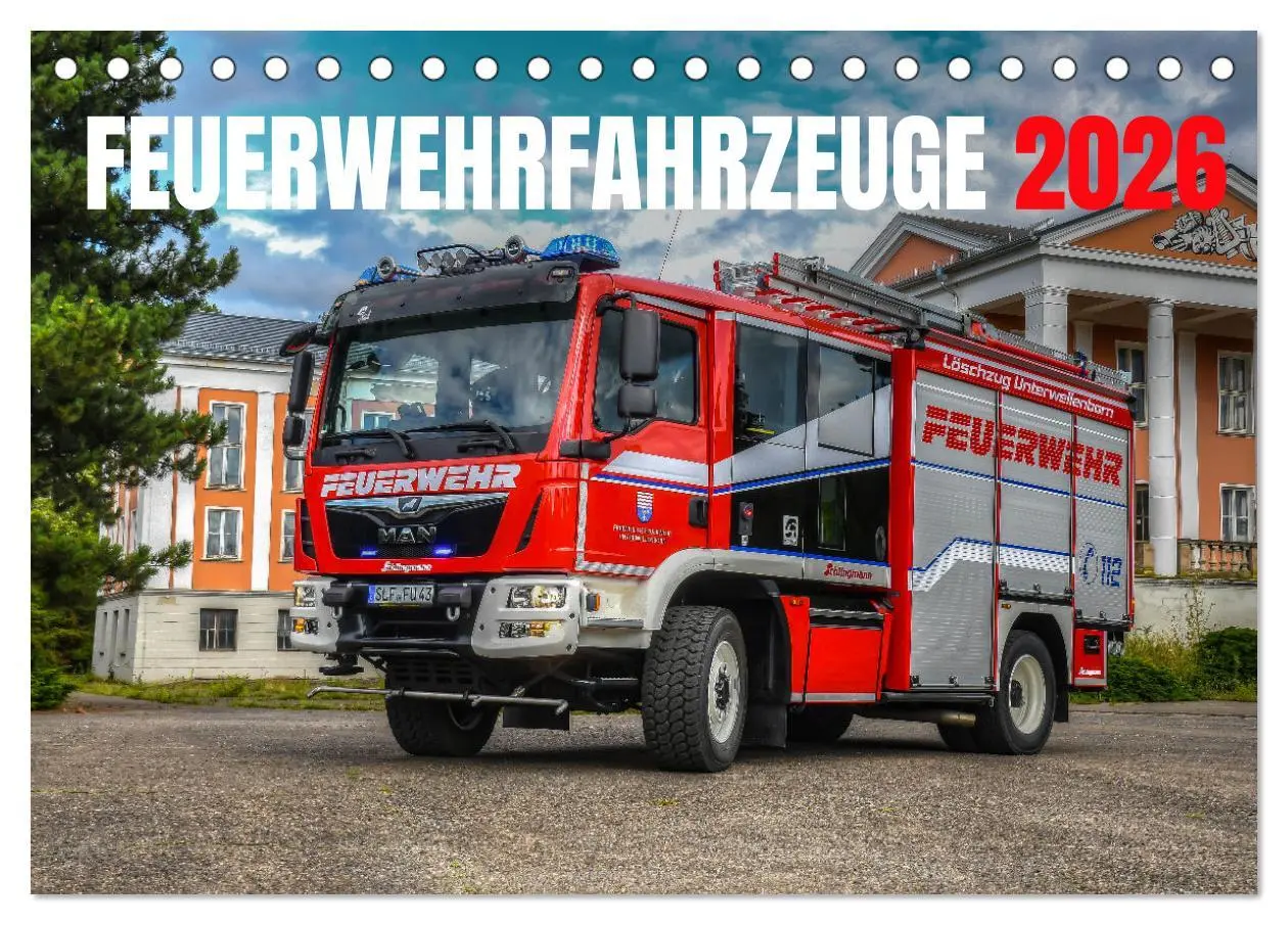 Cover: 9783457625750 | Feuerwehrfahrzeuge (Tischkalender 2026 DIN A5 quer), CALVENDO...