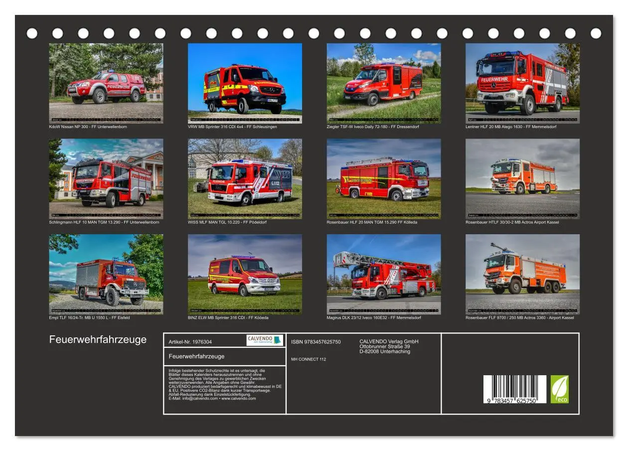 Bild: 9783457625750 | Feuerwehrfahrzeuge (Tischkalender 2026 DIN A5 quer), CALVENDO...