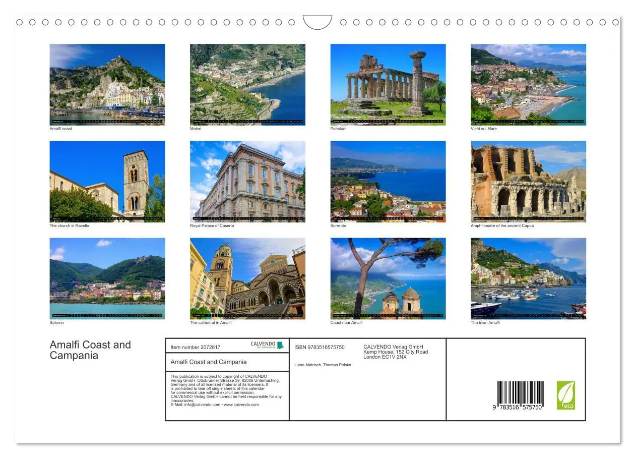 Bild: 9783516575750 | Amalfi Coast and Campania (Wall Calendar 2026 DIN A3 landscape),...