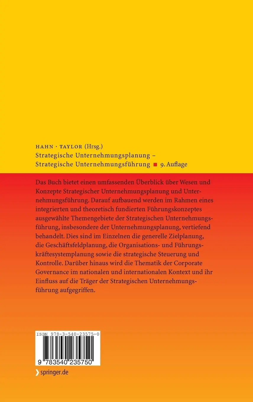 Rückseite: 9783540235750 | Strategische Unternehmungsplanung - Strategische Unternehmungsführung