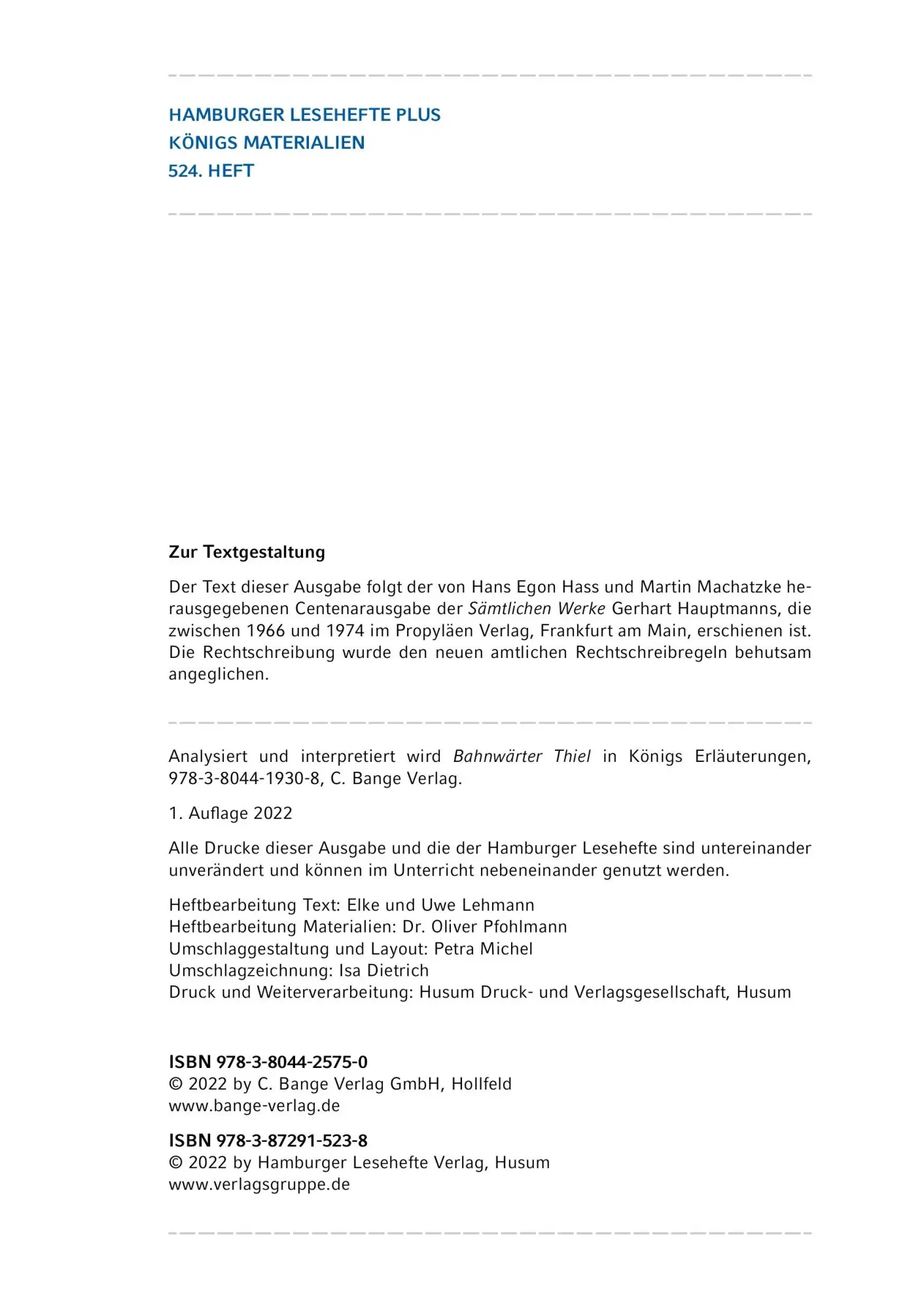 Bild: 9783804425750 | Bahnwärter Thiel (Textausgabe) | Gerhart Hauptmann | Taschenbuch