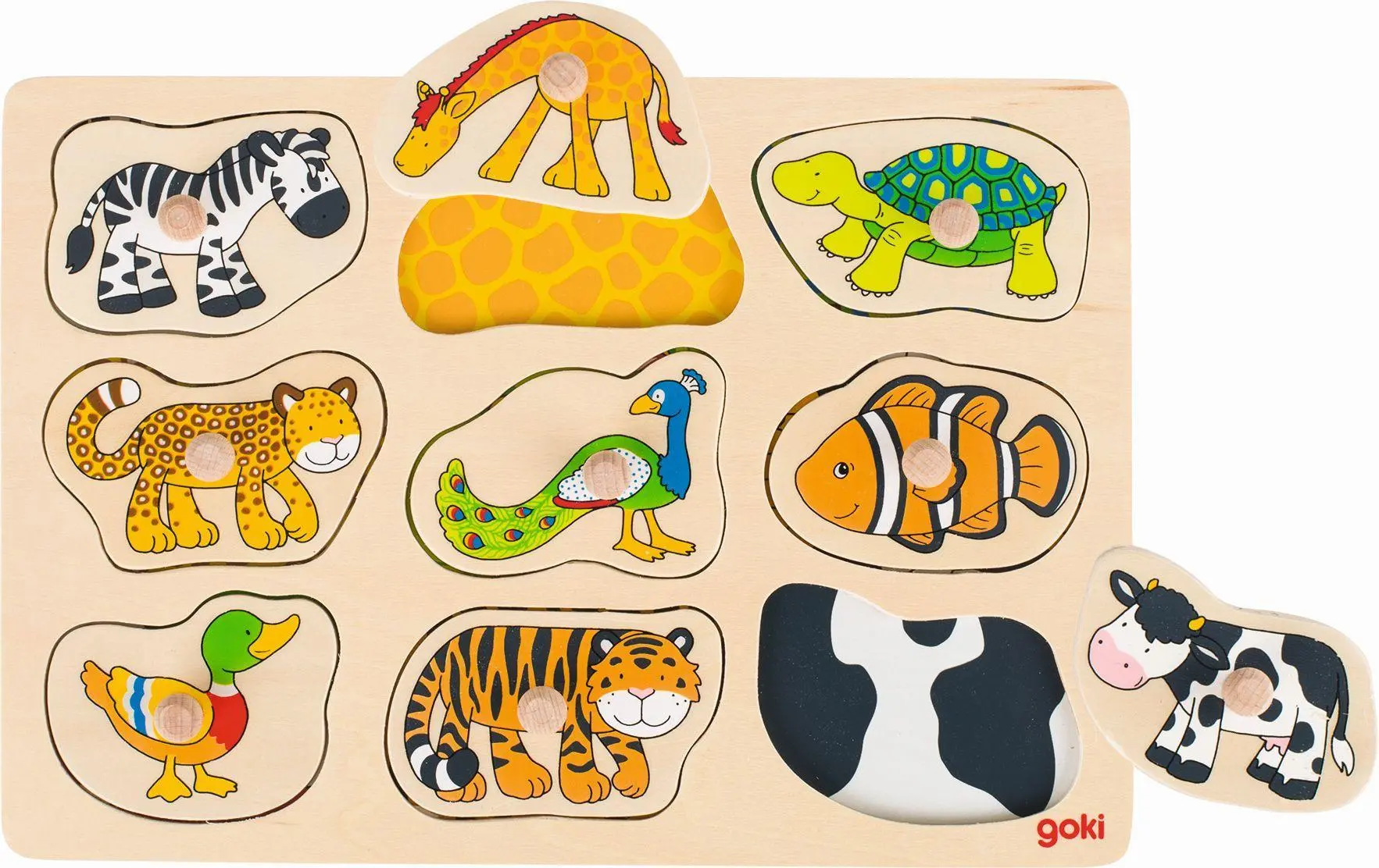 Cover: 4013594575850 | Steckpuzzle mit Hintergrund Was gehört zu wem? | goki | Spiel | 2024