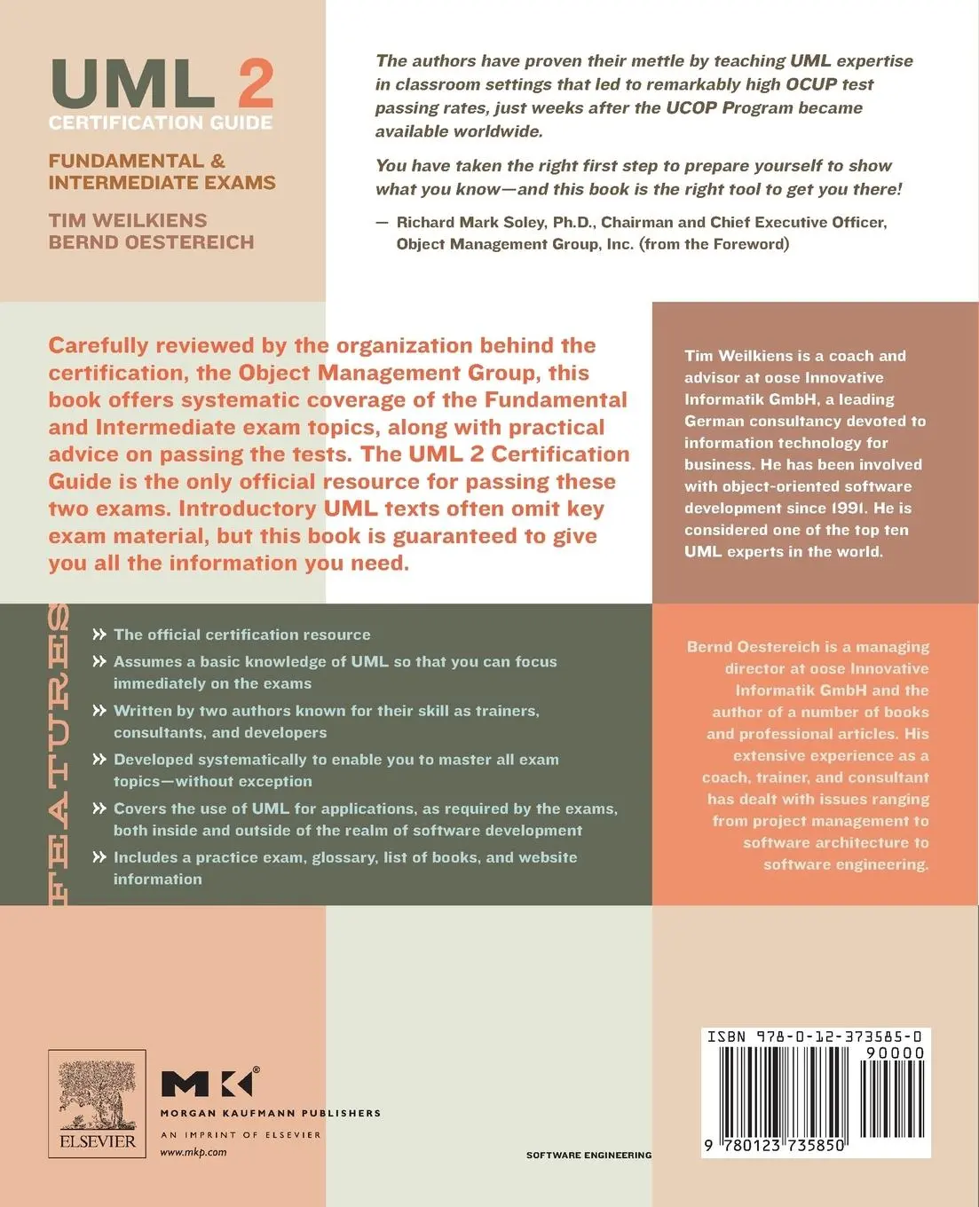 Rückseite: 9780123735850 | UML 2 Certification Guide | Fundamental and Intermediate Exams | Buch